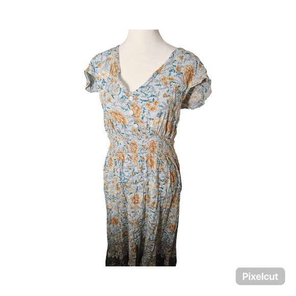 NWOT Allegra K Floral Midi Dress in Blue and Green Size XL - Picture 10 of 10